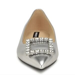 Nine West Pointy Toe Silver Crystal Embellished Buckle Flats Shoes  Various